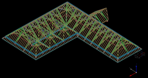 Toiture d'une grange réalisée avec le logiciel cadwork